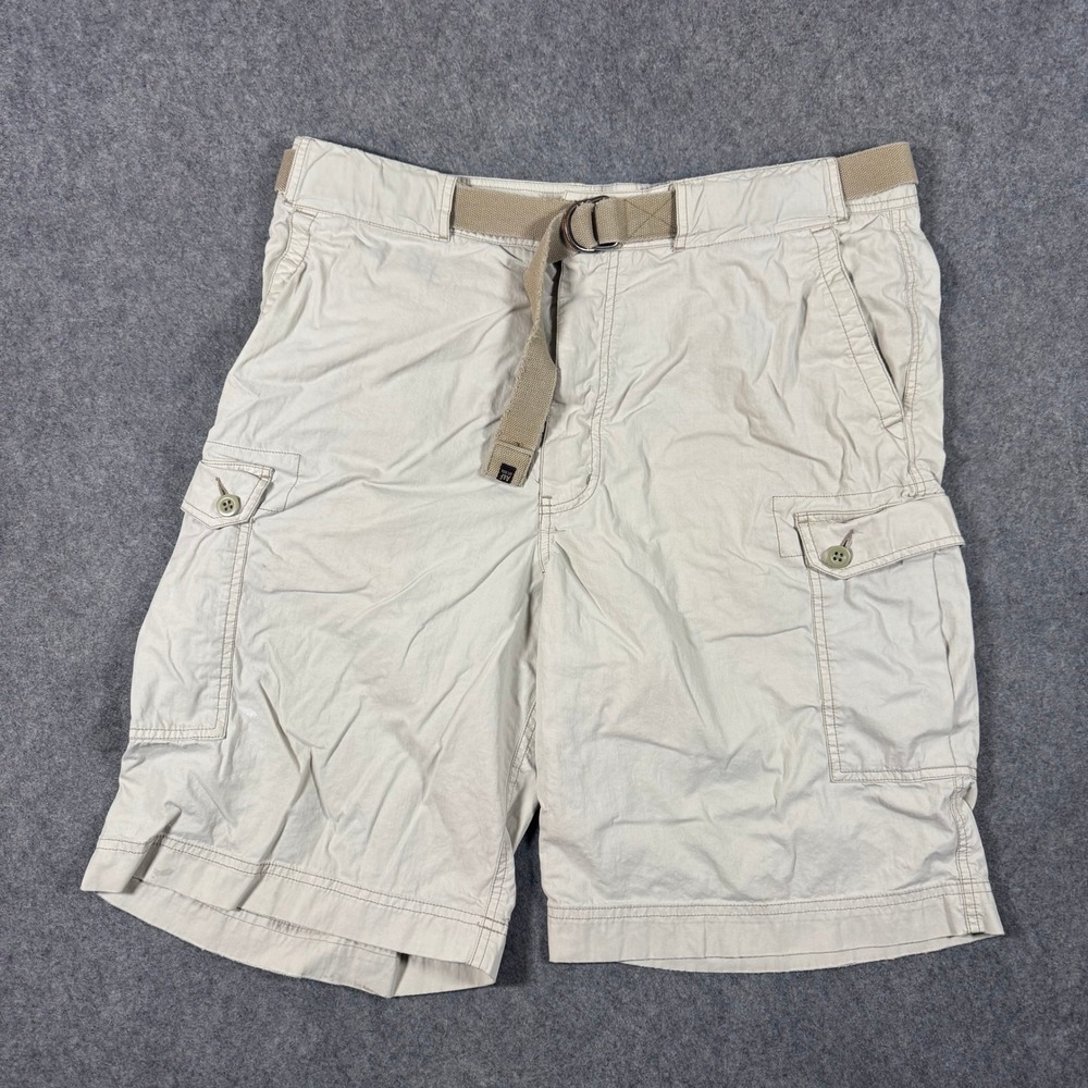 Vintage Abercrombie & Fitch Cargo Shorts Mens 38 Tan Khaki Belted Pocket Utility